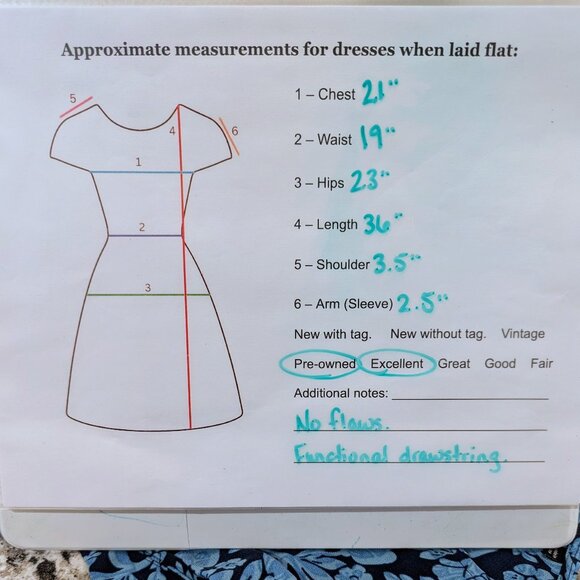 CABI Blue Java Dress L Drawstring Stretch Waist Pockets Cap Sleeve Navy & Blue - Picture 10 of 10